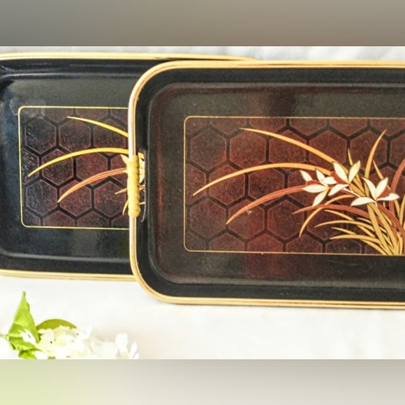 Japanese Laquerware Nesting Trays - 3 Mid Century Trays - Picture 7 of 13